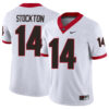 Gunner Stockton Georgia Bulldogs Football White Away Jersey - All Stitched