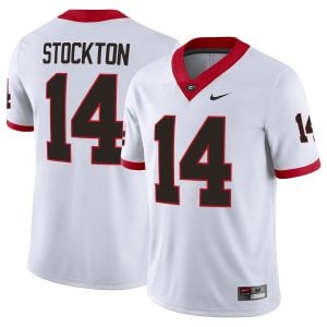 Gunner Stockton Georgia Bulldogs Football White Away Game Jersey - All Stitched