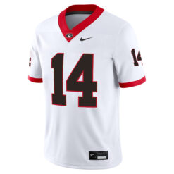 Alternative view of Gunner Stockton Georgia Bulldogs Football White Away Game Jersey - All Stitched
