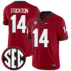 Gunner Stockton Georgia Bulldogs Football Red Home Jersey w/ SEC Patch - All Stitched