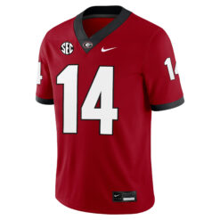 Alternative view of Gunner Stockton Georgia Bulldogs Football Red Home Jersey w/ SEC Patch - All Stitched