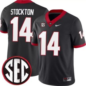 Gunner Stockton Georgia Bulldogs Football Black Alternate Jersey w/ SEC Patch - All Stitched