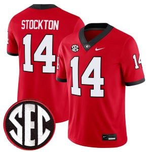Gunner Stockton Georgia Bulldogs Football Red Home Game Jersey w/ SEC Patch - All Stitched