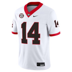 Alternative view of Gunner Stockton Georgia Bulldogs Football White Away Game Jersey w/ SEC Patch - All Stitched