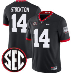 Gunner Stockton Georgia Bulldogs Football Black 1980 Throwback Jersey w/ SEC Patch - All Stitched