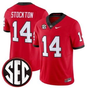 Gunner Stockton Georgia Bulldogs Football Red Vapor F.U.S.E Limited Jersey w/ SEC Patch - All Stitched