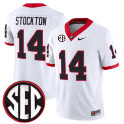 Gunner Stockton Georgia Bulldogs Football White Vapor F.U.S.E Limited Jersey w/ SEC Patch - All Stitched