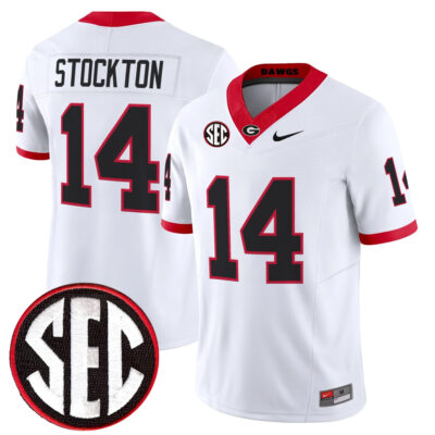 Gunner Stockton Georgia Bulldogs Football White Vapor F.U.S.E Limited Jersey w/ SEC Patch - All Stitched