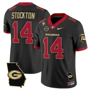 Gunner Stockton Georgia Bulldogs Football Black Gold Georgia Map Vapor F.U.S.E Limited Jersey w/ SEC Patch - All Stitched