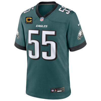 Alternative view of Brandon Graham Philadelphia Eagles Captain Patch Midnight Green Game Jersey - All Stitched