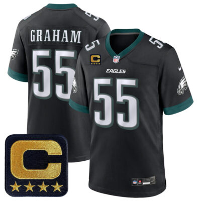 Brandon Graham Philadelphia Eagles Captain Patch Black Game Jersey - All Stitched