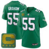 Brandon Graham Philadelphia Eagles Captain Patch Kelly Green Throwback Game Jersey - All Stitched