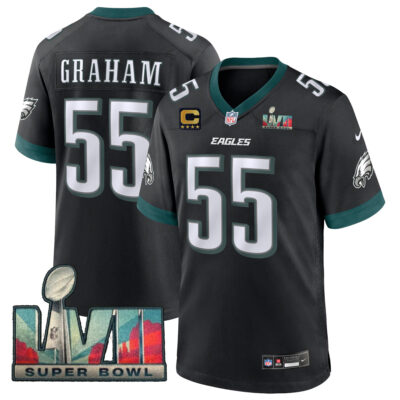 Brandon Graham Philadelphia Eagles SBLVII Black Game Jersey - All Stitched