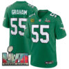 Brandon Graham Philadelphia Eagles SBLVII Kelly Green Throwback Game Jersey - All Stitched