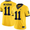 Carter Meadows Michigan Wolverines Football Maize Game Jersey - All Stitched