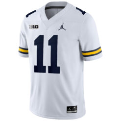 Alternative view of Carter Meadows Michigan Wolverines Football White Game Jersey w/ B1G Patch - All Stitched