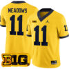 Carter Meadows Michigan Wolverines Football Maize Game Jersey w/ B1G Patch - All Stitched