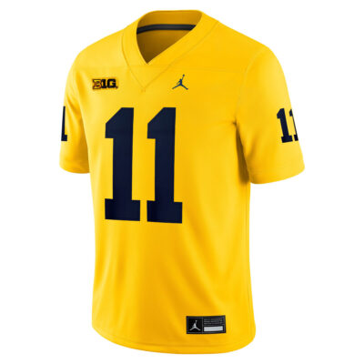 Alternative view of Carter Meadows Michigan Wolverines Football All Maize Game Jersey w/ B1G Patch - All Stitched