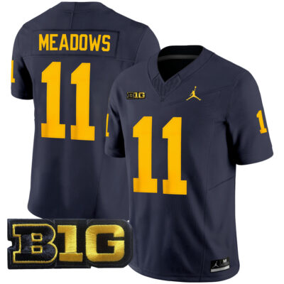 Carter Meadows Michigan Wolverines Football Navy Vapor F.U.S.E Limited Jersey w/ B1G Patch - All Stitched