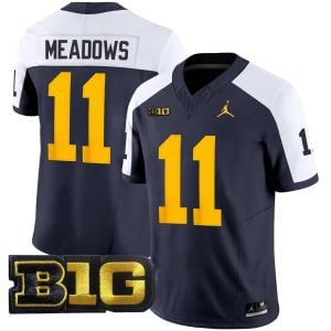 Carter Meadows Michigan Wolverines Football Navy Alternate Vapor F.U.S.E Limited Jersey w/ B1G Patch - All Stitched