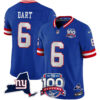 Jaxson Dart New York Giants Royal Blue 100th Season Anniversary Jersey - All Stitched