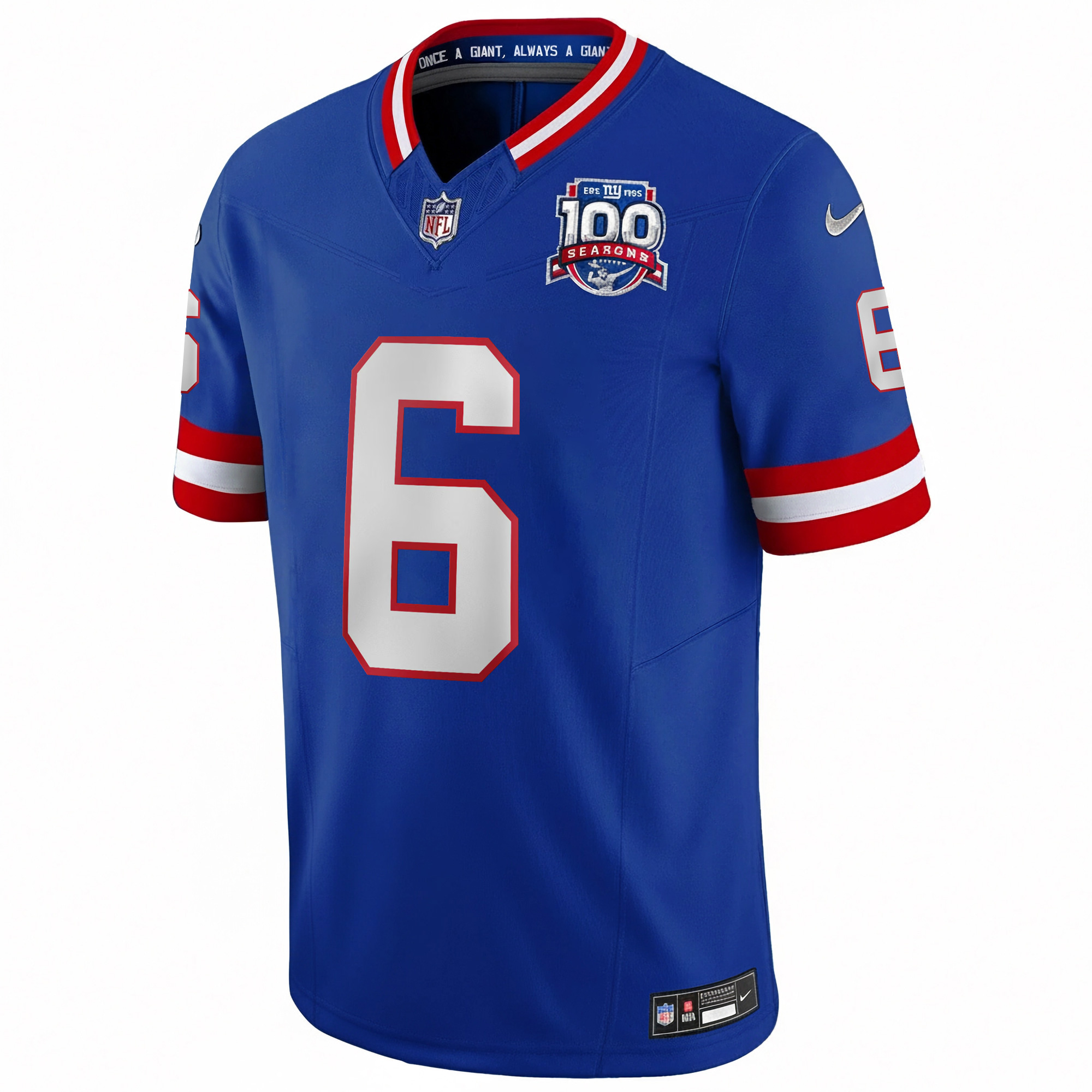 Jaxson Dart New York Giants Royal Blue 100th Season Anniversary Jersey - All Stitched - Image 2