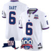 Jaxson Dart New York Giants White 100th Season Anniversary Jersey - All Stitched