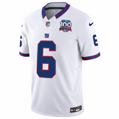 Alternative view of Jaxson Dart New York Giants White 100th Season Anniversary Jersey - All Stitched