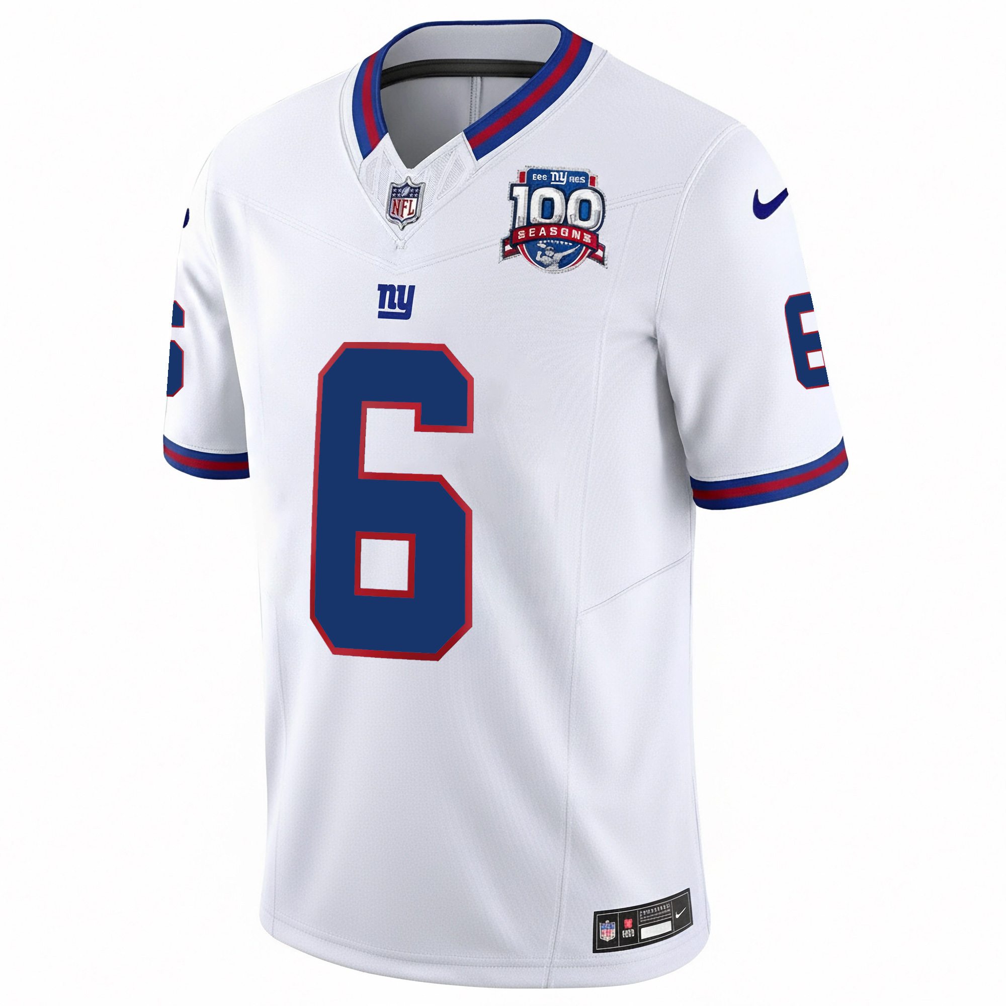 Jaxson Dart New York Giants White 100th Season Anniversary Jersey - All Stitched - Image 2