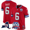 Jaxson Dart New York Giants Red 100th Season Anniversary Jersey - All Stitched