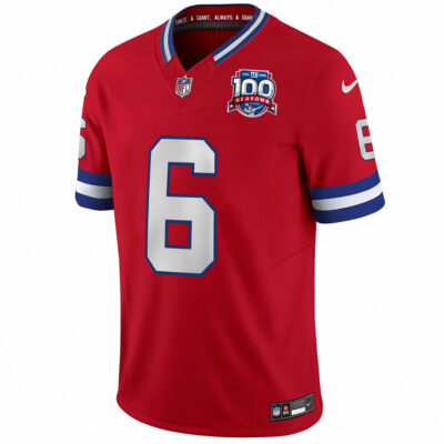 Alternative view of Jaxson Dart New York Giants Red 100th Season Anniversary Jersey - All Stitched