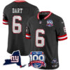 Jaxson Dart New York Giants Black 100th Season Anniversary Jersey - All Stitched