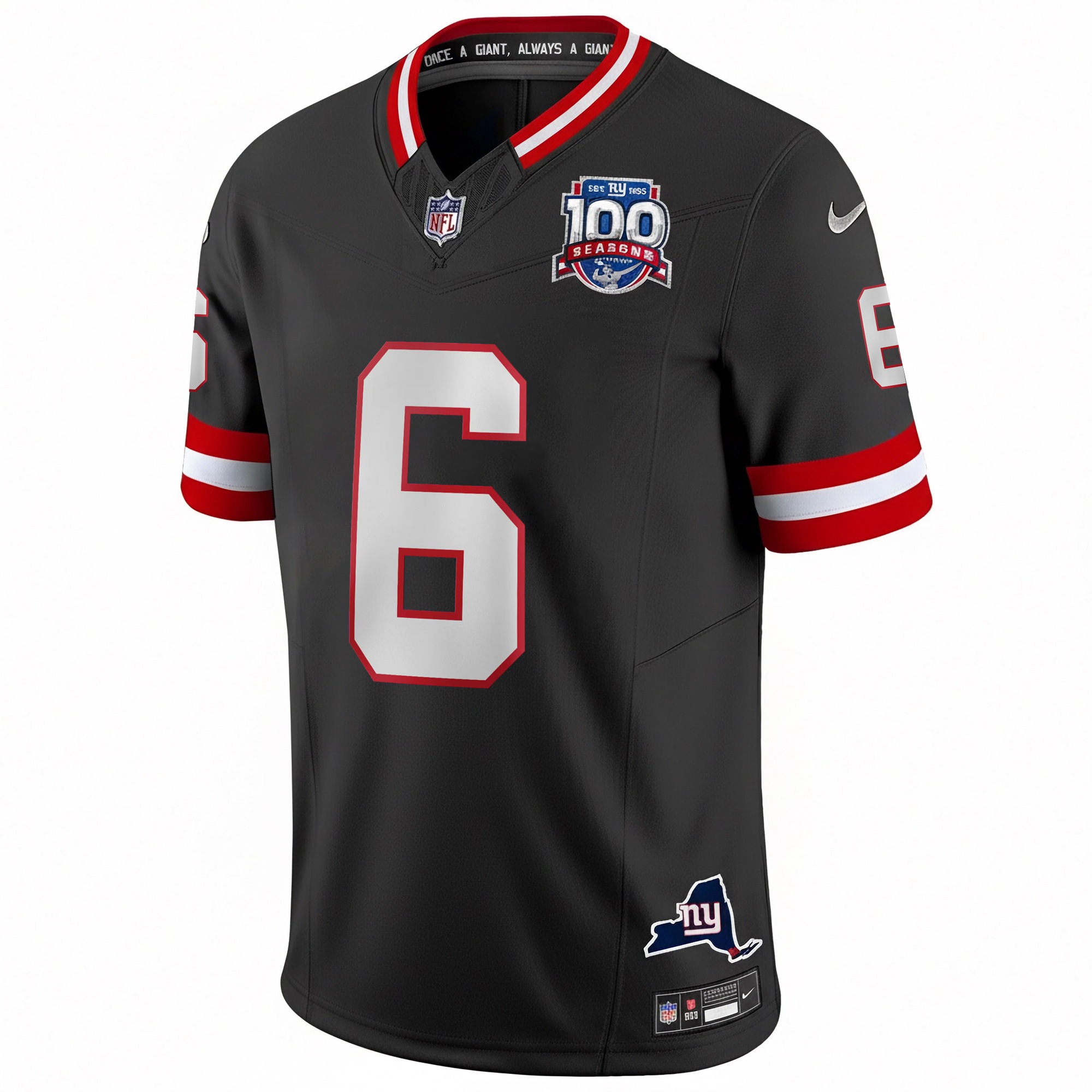 Jaxson Dart New York Giants Black 100th Season Anniversary Jersey - All Stitched - Image 2