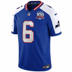 Alternative view of Jaxson Dart New York Giants Royal Blue Alternate 100th Season Anniversary Jersey - All Stitched