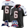 Jaxson Dart New York Giants Black Alternate 100th Season Anniversary Jersey - All Stitched