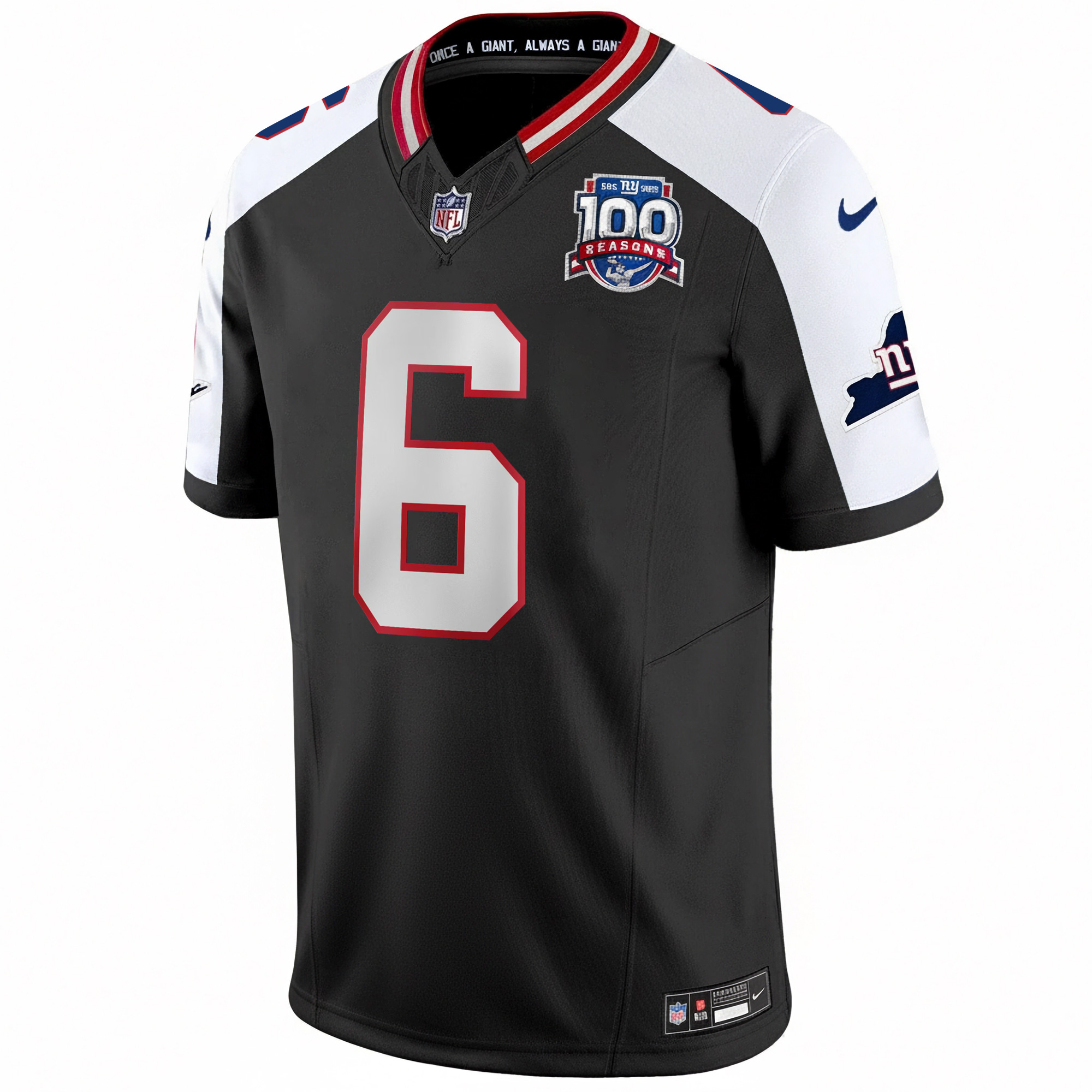 Jaxson Dart New York Giants Black Alternate 100th Season Anniversary Jersey - All Stitched - Image 2