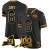 Jaxson Dart New York Giants Black Gold 100th Season Anniversary Jersey - All Stitched