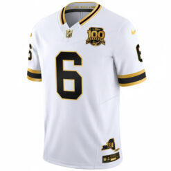 Alternative view of Jaxson Dart New York Giants White Gold 100th Season Anniversary Jersey - All Stitched