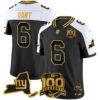 Jaxson Dart New York Giants Alternate Black Gold 100th Season Anniversary Jersey - All Stitched