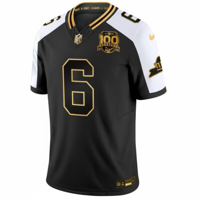 Alternative view of Jaxson Dart New York Giants Alternate Black Gold 100th Season Anniversary Jersey - All Stitched