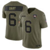Jaxson Dart New York Giants 2025 Olive Salute To Service Limited Jersey - All Stitched