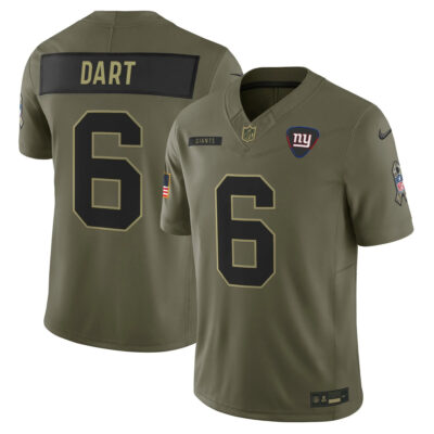 Jaxson Dart New York Giants 2025 Olive Salute To Service Limited Jersey - All Stitched
