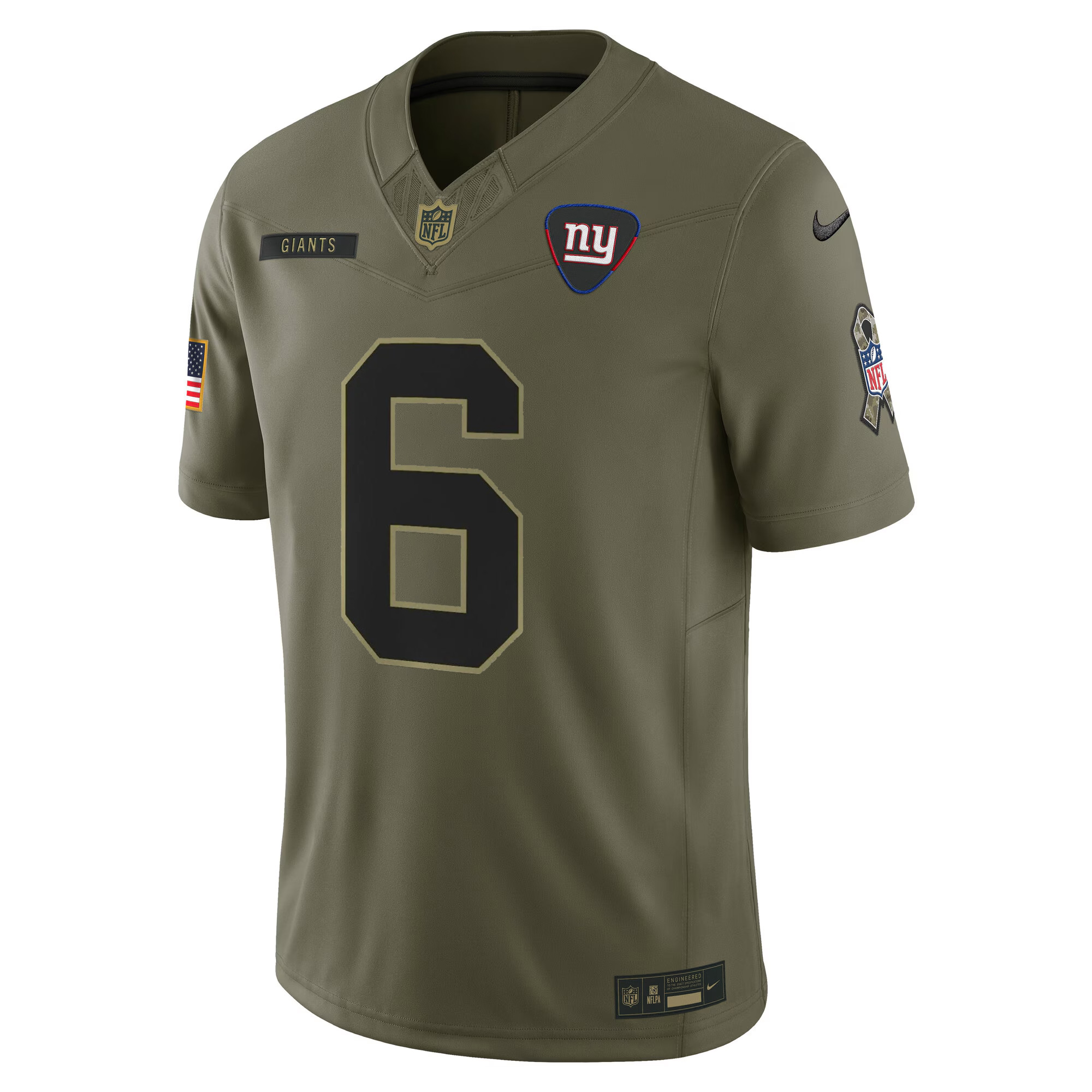 Jaxson Dart New York Giants 2025 Olive Salute To Service Limited Jersey - All Stitched - Image 2