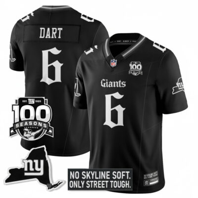 Jaxson Dart New York Giants Black Gothic Theme Limited Jersey - All Stitched