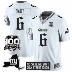 Jaxson Dart New York Giants White Gothic Theme Limited Jersey - All Stitched