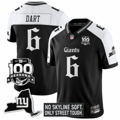 Jaxson Dart New York Giants Alternate Black Gothic Theme Limited Jersey - All Stitched