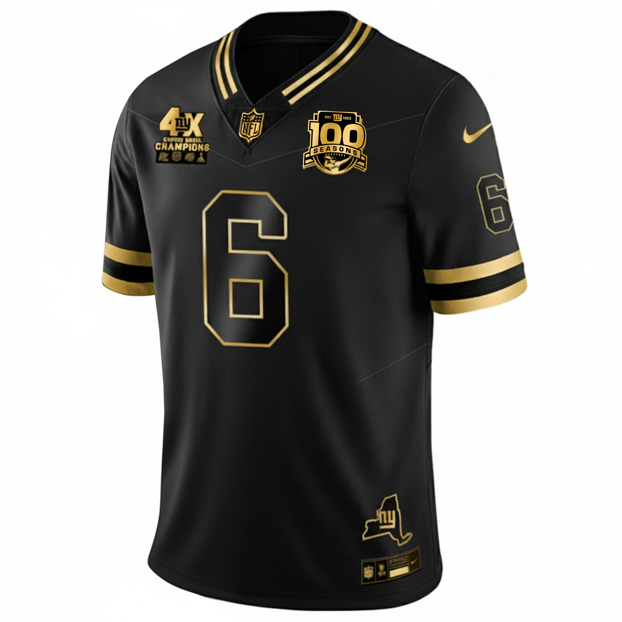 Jaxson Dart New York Giants 4x Champions Black Gold 100th Season Anniversary Jersey - All Stitched - Image 2
