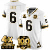 Jaxson Dart New York Giants 4x Champions White Gold 100th Season Anniversary Jersey - All Stitched