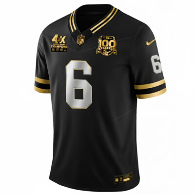 Alternative view of Jaxson Dart New York Giants 4x Champions Black Gold Limited 100th Season Anniversary Jersey - All Stitched