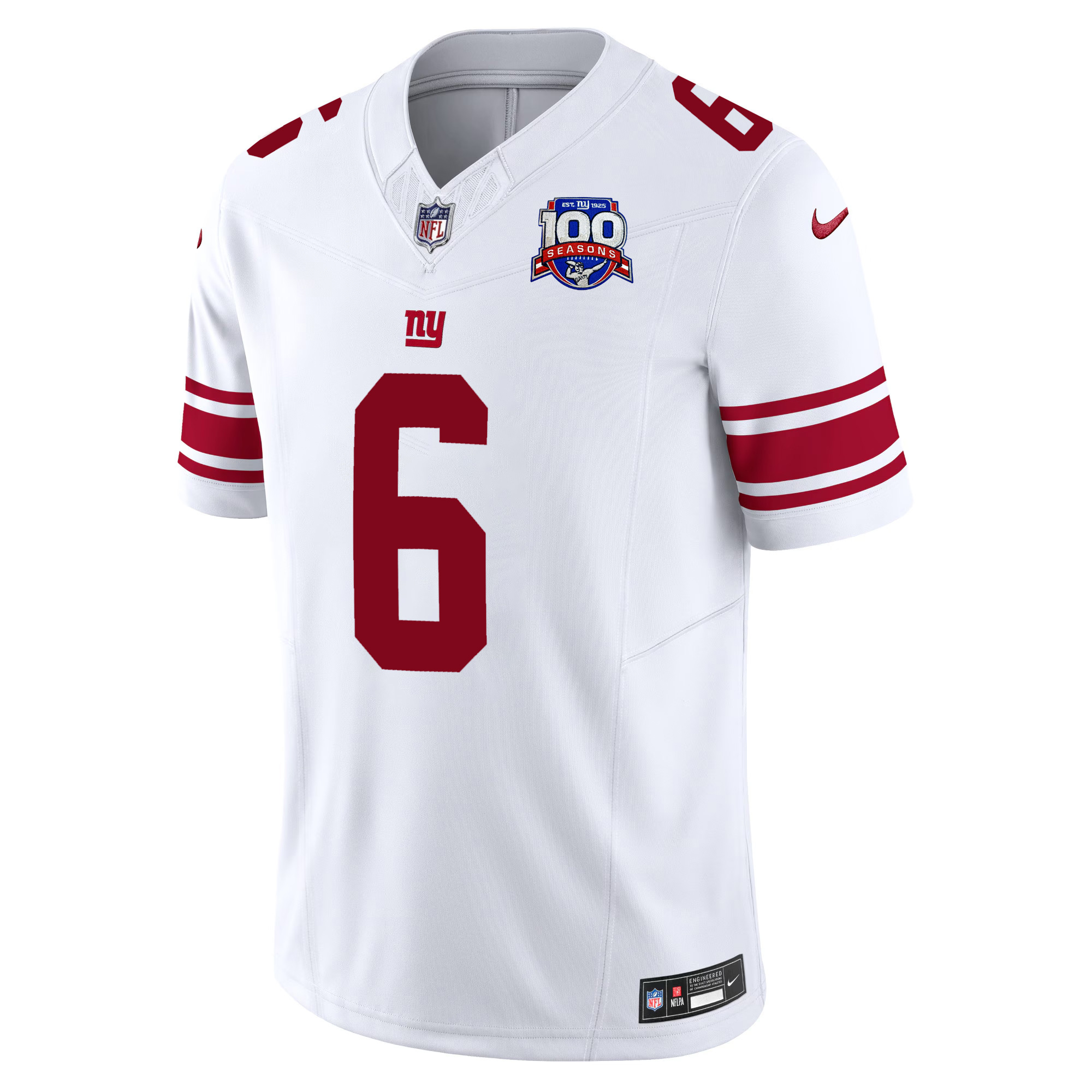 Jaxson Dart New York Giants 100th Season Anniversary White Vapor F.U.S.E Limited Jersey - All Stitched - Image 2